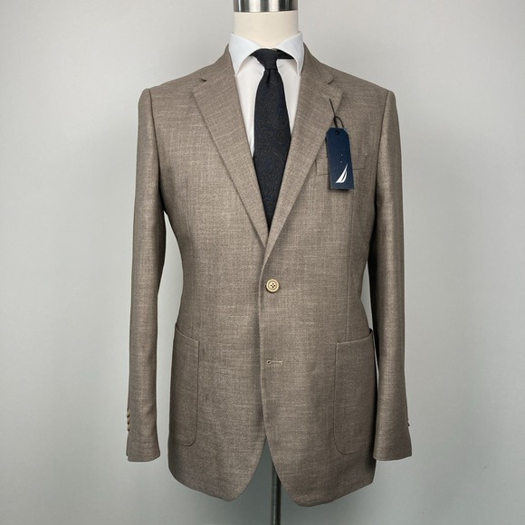 Nautica Blazer Mens 42 L Brown Modern Fit Active Stretch Sport Coat